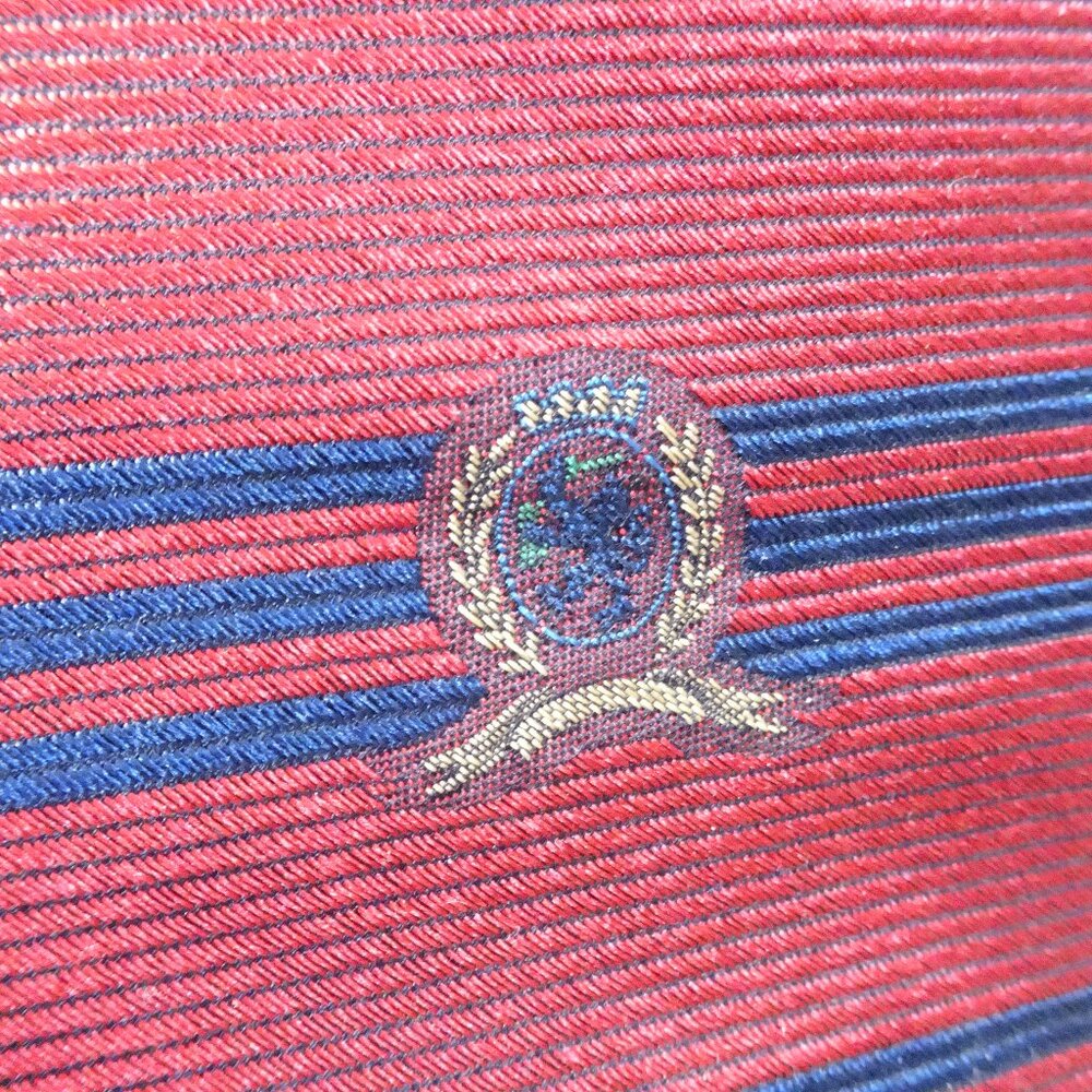 Vintage Tommy Hilfiger Silk Tie Horizontal Striped Made In USA Red Blue NEW